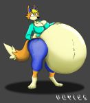  animal_crossing anthro audie_(animal_crossing) belly big_belly canid canine canis female hi_res hyper hyper_pregnancy imafetish mammal nintendo pregnant solo video_games wolf 