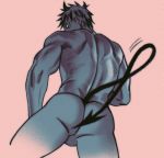  1boy ass ass_focus back bara completely_nude demon_boy demon_horns demon_tail dorohedoro facial_mark from_behind horns looking_at_viewer looking_back male_focus multiple_monochrome nude risu_(dorohedoro) short_hair solo spread_legs steel_peach tail testicles thick_thighs thighs 