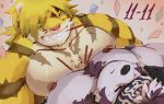  anthro canid canine canis duo felid food heckded horkeukamui magan male male/male mammal muscular muscular_male nipples pantherine pecs pecs_touching pocky pocky_day tiger tokyo_afterschool_summoners video_games wolf 