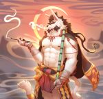 2020 abs absurd_res anthro canid canine canis clothing fur hanukami hi_res hybrid male mammal muscular muscular_male nipples pecs solo white_body white_fur wolf 