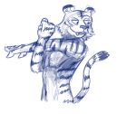  aleks_howes anthro beastars bill_(beastars) blue_and_white felid male mammal monochrome pantherine pose sketch solo tiger 