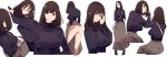  1girl ass bag bangs black_shirt breasts brown_eyes brown_hair brown_skirt eyebrows_visible_through_hair glasses handbag high_heels highres large_breasts lips lipstick makeup mikoto_akemi original shirt short_hair skirt thighs 