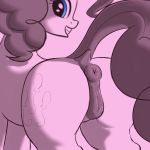  1:1 absurd_res anus big_butt butt cradeelcin equid equine female feral friendship_is_magic genitals hasbro hi_res horse looking_back mammal my_little_pony pink_background pinkie_pie_(mlp) pony pussy simple_background smile solo 