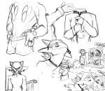  amped_toxtricity anthro clothing conditional_dnp dialogue dressing duo egg female hi_res kayla-na kissing kissing_cheek male monochrome nintendo piercing pok&eacute;mon pok&eacute;mon_(species) scrafty text toxtricity underwear video_games 