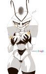  absurd_res anthro blush breast_grab breast_squish breasts dragk female hand_on_breast hi_res humanoid machine my_life_as_a_teenage_robot nickelodeon nipples nude robot robot_humanoid solo squish vexus 