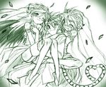  2girls angel_wings animal_ears breath_of_fire breath_of_fire_ii cat_ears dr.p dress good_end hetero husband_and_wife husband_and_wife_and_wife long_sleeves monochrome multiple_girls nina_(breath_of_fire_ii) panties pantyshot polygamy rinpoo_chuan ryuu_(breath_of_fire_ii) source_request tail thighhighs underwear wedding wedding_dress wings 