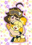  &lt;3 2017 accessory animal_crossing anthro arms_(game) blush canid canine canis clothing crossover domestic_dog duo eyes_closed eyewear female floppy_ears goggles hair hair_accessory hayleymulch hi_res hug human isabelle_(animal_crossing) mammal mechanica_(arms) nintendo one_eye_closed open_mouth open_smile purple_eyes size_difference smile teeth video_games wink 