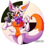  1:1 2020 ambiguous_gender animatronic big_ears bow_tie canid canine cheek_tuft claws facial_tuft fingers five_nights_at_freddy&#039;s five_nights_at_freddy&#039;s_world fluffy fox fur happy head_tuft hi_res hip_tuft hook ichyannah lipstick lolbit_(fnaf) machine makeup mammal orange_body orange_fur orange_pawpads pawpads purple_cheeks robot sharp_teeth shoulder_tuft simple_background sister_location smile speaker teeth tuft video_games white_background white_body white_eyes white_fur 