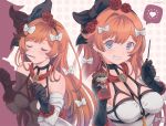  1girl alternate_costume black_bow black_gloves bow clarisse_(granblue_fantasy) dress food food_in_mouth gloves gran_(granblue_fantasy) granblue_fantasy hair_bow heart long_hair pocky pocky_day red_hair shadow vinhnyu white_bow white_dress 