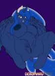  anthro anthrofied big_breasts breasts clitoris dekomaru equid female friendship_is_magic genitals hi_res horn huge_breasts mammal my_little_pony nipples pregnant princess_luna_(mlp) pussy simple_background solo winged_unicorn wings 