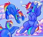 bedroom_eyes cloud cutie_mark eunicidae female feral friendship_is_magic genitals hair hasbro hi_res inviting iwtcird looking_at_viewer looking_away multicolored_hair multicolored_tail my_little_pony narrowed_eyes one_eye_closed pussy rainbow_dash_(mlp) rear_view seductive solo tail
