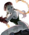  1girl absurdres blonde_hair bodypaint cammy_white fingerless_gloves gloves highres leotard meke_(77842928) open_mouth red_headwear simple_background street_fighter street_fighter_6 street_fighter_v white_background 