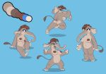  2018 anthro big_breasts blue_background breasts brown_hair butt elephant elephantid female front_view genitals grey_body grey_skin hair mammal model_sheet multiple_images multiple_poses nipples nude pose proboscidean proboscis_(anatomy) pussy rear_view simple_background siroc sitting solo standing trunk_(anatomy) 
