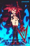  1girl absurdres bar_censor bare_shoulders black_footwear black_gloves blue_fire boots bottomless breasts censored collar commentary crossed_legs demon_girl demon_tail demon_wings disgaea earrings etna fire full_body futanari gloves high_heel_boots high_heels highres jewelry looking_at_viewer makai_senki_disgaea penis planted_weapon pointy_ears polearm red_eyes red_hair red_legwear rtil skull_earrings small_breasts solo spear standing tail testicles thigh_boots thigh_gap thighhighs thighhighs_under_boots twintails watson_cross weapon wings 