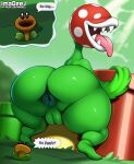 2023 ambiguous_gender anthro anus big_butt butt duo elemental_creature female flora_fauna genitals glistening glistening_butt green_body huge_butt imadeej mario_bros nintendo not_furry nude open_mouth pipe piranha_plant plant puffy_anus pussy sharp_teeth teeth tongue tongue_out