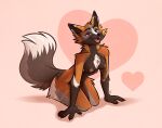 &lt;3 anthro breasts canid canine canis chest_tuft ear_piercing ears_up female fox fuchstraumer looking_at_viewer mammal narrowed_eyes nicnak044 nipples nude nude_female open_mouth piercing sharp_teeth solo teeth tuft