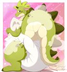 absurd_res after_transformation anthro big_tail blush clothing diaper dragon embarrassed extremius_amphibious feces hi_res male messy_diaper rear_view soiling solo standing tail thick_tail thick_thighs toony transformation underwear