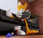 5_toes anthro barefoot duo feet foot_fetish foot_focus foot_play jony1991 low-angle_view male male/male micro miles_prower sega sonic_the_hedgehog sonic_the_hedgehog_(series) toes