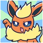 2023 ambiguous_gender blue_eyes digital_media_(artwork) eeveelution endwl feral fist flareon fur generation_1_pokemon neck_tuft nintendo open_mouth orange_body orange_fur paws pokemon pokemon_(species) reaction_image solo tail tongue tuft yellow_body yellow_fur