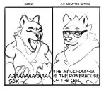 anthro comisariomcnuggets female hyena mammal meme simple_background sketch solo text two_panel_image