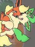 duo eeveelution female feral flareon generation_1_pokemon generation_4_pokemon hi_res leafeon male male/male nintendo pinkcandyzhou pokemon pokemon_(species)