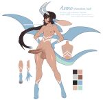  1boy animal_ears asmo_(matemi) brown_hair character_name completely_nude highres large_penis matemi navel nipples nude original otoko_no_ko penis solo stomach tail tattoo testicles white_background 
