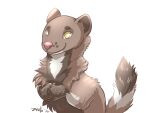 ambiguous_gender anthro brown_body brown_fur cute_expression cute_eyes digital_media_(artwork) feral fingers fur looking_at_viewer mammal mustelid otter pink_nose shaded simple_background smile solo standing tail white_background zrcalo