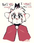 2022 anthro bovid caprine clothed clothing comic cult_of_the_lamb digital_media_(artwork) english_text front_view lamb_(cult_of_the_lamb) mammal pizzaowl red_crown_(cult_of_the_lamb) sheep simple_background solo text white_background