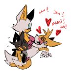 &lt;3 age_difference anodecristo anthro bat bat_wings canid canine duo female fox holding_face male male/female mammal membrane_(anatomy) membranous_wings miles_prower mommy_kink older_female rouge_the_bat sega sonic_the_hedgehog_(series) spanish_text text wings younger_male