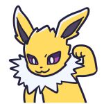 2023 alpha_channel ambiguous_gender digital_media_(artwork) eeveelution endwl feral fur generation_1_pokemon jolteon neck_tuft nintendo paws pokemon pokemon_(species) purple_eyes solo tuft white_body white_fur yellow_body yellow_fur