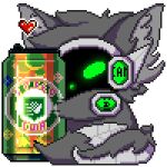 1:1 activision animated anthro beverage beverage_can biped c.a.m. call_of_duty call_of_duty:_black_ops_cold_war canid canine canis cod_zombies container cybernetics digital_drawing_(artwork) digital_media_(artwork) digitigrade embrace fluffy fluffy_tail fur glowing glowing_body glowing_eyes green_body green_eyes green_glow grey_body grey_fur grey_hair grey_tail hair heart_reaction heart_symbol holding_beverage holding_object hug hugging_object jackal likara love low_res machine male mammal military perk_a_cola protogen protogen_armor protogen_face protogen_visor protogenized robotic short_playtime solo special_forces speed_cola tail tuft yuri_chacal