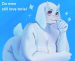 2024 anthro aruurara big_breasts blush bovid breasts caprine eyebrows eyelashes female fur goat hi_res horn mammal mature_anthro mature_female nude red_eyes short_tail slightly_chubby solo sparkles tail toriel undertale_(series) white_body white_fur