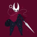 anthro arthropod breasts cloak clothing featureless_breasts featureless_crotch feet female hi_res holding_object holding_weapon hollow_knight hornet_(hollow_knight) insect mask melee_weapon naycelium solo string sword tail team_cherry thick_thighs weapon wide_hips