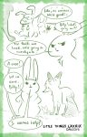  ambiguous_gender artist_name border canid canine comic dewlap_(anatomy) dialogue dipstick_ears disney ears_up english_text female feral feralized fox fur grass group hi_res judy_hopps lagomorph leporid male mammal monochrome multicolored_ears nick_wilde open_mouth outside paws prick_ears qalcove rabbit red_fox restricted_palette short_tail simple_background speech_bubble text tuft zootopia 
