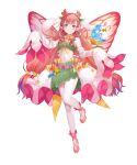  1girl animal_ears bare_shoulders crop_top fairy fairy_wings fake_animal_ears fire_emblem fire_emblem_heroes flower green_skirt hair_flower hair_ornament highres long_hair long_sleeves looking_at_viewer midriff mirabilis_(fire_emblem) mirabilis_(spring)_(fire_emblem) navel non-web_source official_alternate_costume official_art pantyhose pink_footwear pink_hair pointy_ears rabbit_ears skirt sleeves_past_fingers sleeves_past_wrists smile solo tachi-e very_long_sleeves white_pantyhose wings 