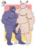 1ceberg absurd_res anthro big_pecs big_penis body_hair clefable duo erection generation_1_pokemon gengar genitals hi_res male male/male mammal musclegut muscular muscular_male nintendo nude pecs penis piercing pokemon pokemon_(species) slightly_chubby standing