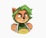  2020 activision alaynakgray alternate_hairstyle ami_bandicoot anthro bandicoot cleavage_cutout crash_bandicoot_(series) cute_fangs female green_eyes green_hair hair headshot_portrait mammal marsupial portrait short_hair simple_background solo video_games white_background 