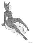 2024 absurd_res anthro breasts equid equine eyebrows eyelashes female hair hi_res looking_at_viewer mammal monochrome mummification mummy_wrappings nipple_outline sketch solo spiderweber