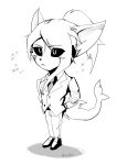 anthro blush canid canine endjfcar fish fox hi_res hybrid male mammal marine monochrome non_color shark shark_tail solo suit_and_tie
