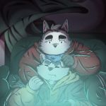  1:1 2020 anthro canid canine canis clothing controller domestic_dog duo eyes_closed furniture game_controller gaming hoodie hug hugging_from_behind kemono male male/male mammal night noichi_53 playing_videogame sitting slightly_chubby sofa topwear 