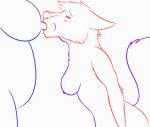  animated anthro belly belly_expansion bodily_fluids breast_expansion breasts canid canine canis cynthiafeline duo expansion female female/female fox inflation lactating mammal milk oral short_playtime wolf 