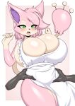 absurd_res anthro big_breasts blush blush_lines breasts cleavage clothed clothing domestic_cat dress fangs felid feline felis female fur generation_3_pokemon green_eyes hair hi_res hip_grab huge_breasts mammal multicolored_body multicolored_fur nintendo open_mouth pink_body pink_fur pink_hair pokemon pokemon_(species) side_boob skitty solo tailzkim tan_body tan_fur teeth thick_thighs unknown_character wide_hips