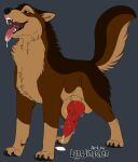 2024 4_toes amber_eyes anatomically_correct anatomically_correct_genitalia anatomically_correct_penis animal_genitalia animal_penis balls big_balls big_penis black_sclera bodily_fluids brown_body brown_fur canid canine canine_genitalia canine_penis canis claws digital_drawing_(artwork) digital_media_(artwork) digitigrade dripping erection fangs feet feral flat_colors fur genital_fluids genitals hi_res karn_(karn_the_wolf) knot langjingshen looking_at_viewer male mammal motion_lines open_mouth paws penis precum precum_drip precum_on_ground quadruped raised_tail saliva saliva_string sheath signature simple_background solo spontaneous_erection tail tan_body tan_fur teeth toes tongue tongue_out vein veiny_penis wolf