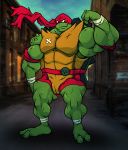  abs anthro band-aid bandage bandanna belt biceps flexing hi_res kerchief male muscular muscular_anthro muscular_male pecs rackun raphael_(tmnt) reptile rise_of_the_teenage_mutant_ninja_turtles scalie shell solo teenage_mutant_ninja_turtles turtle 