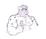 abs almasy anthro barazoku biceps butt chocofox felid flower furry hi_res invalid_tag mammal muscular pantherine pecs plant rose_(disambiguation) shy snow_leopard