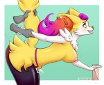  2020 accessory anthro belt big_breasts big_butt blush bodily_fluids braixen breasts butt cum cum_splatter disembodied_hand female fluffy fluffy_butt fluffy_ears fluffy_hair fluffy_tail fur genital_fluids hair hair_accessory hand_holding holding_tail looking_up neck_tuft nintendo orange_hair pigtails pok&eacute;mon pok&eacute;mon_(species) purple_hair raised_tail sheryaugust solo tail_grab tongue tongue_out tuft video_games wide_hips yellow_body yellow_fur 
