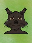 absurd_res ambiguous_gender anthro binturong brown_body brown_eyes brown_fur brown_nose citrusseed disembodied_head fur green_background hi_res mammal pattern_background simple_background smile smiling_at_viewer solo viverrid whiskers