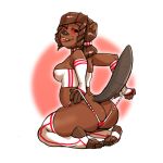  1:1 anthro beaver breasts brown_body brown_fur butt clothed clothing female fingerless_gloves fur gloves handwear hi_res legwear licking_teeth mammal matching_outfit pulling_underwear red_eyes rml rodent skimpy solo stockings thigh_highs thong toeless_stockings underwear 