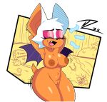 anthro areola bat breasts chipxdip eyeshadow female genitals makeup mammal markings mole_(marking) navel nipples nude open_mouth pussy rouge_the_bat sega solo sonic_the_hedgehog_(series) wings yawn