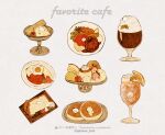  cherry cookie cup drinking_glass egg_(food) food food_focus fruit haru_(pisces_hal) highres ice_cream lemon lemon_slice meat no_humans omelet original pancake pudding pudding_a_la_mode strawberry tray wafer_stick white_background 